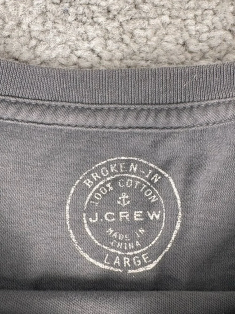 J. Crew Broken In Crew Neck Long Sleeve Light Weight Gray T-Shirt Men's Large